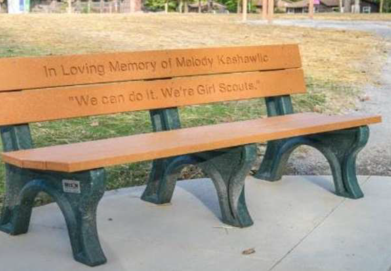 Bench with a dedication on it